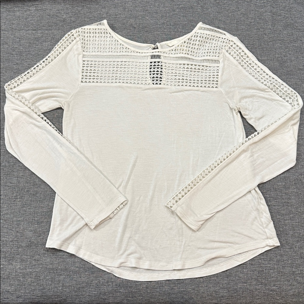H&M Ivory Lace Accent Blouse